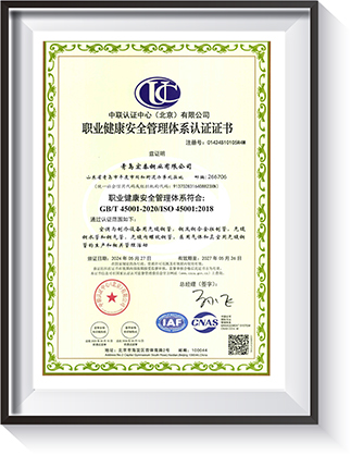 职业健全安全治理系统认证证书
